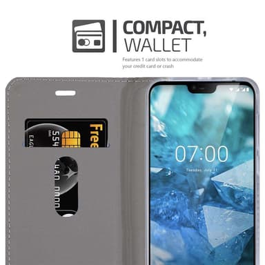 Nokia 7.1 Suojakuori Lompakkokotelo (harmaa)