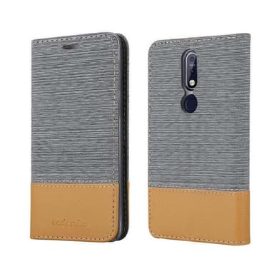 Nokia 7.1 Suojakuori Lompakkokotelo (harmaa)
