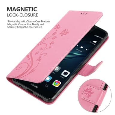 Huawei P9 Suojakuori Lompakkokotelo (Vaaleanpunainen)