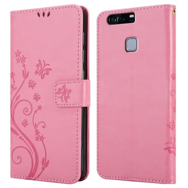 Huawei P9 Suojakuori Lompakkokotelo (Vaaleanpunainen)