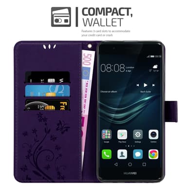 Huawei P9 Suojakuori Lompakkokotelo (Violetti)