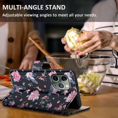 iPhone 11 PRO Suojakuori Lompakkokotelo (Musta)