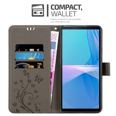Sony Xperia 10 III Suojakuori Lompakkokotelo (harmaa)