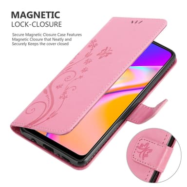 Oppo A94 5G Suojakuori Lompakkokotelo (Vaaleanpunainen)