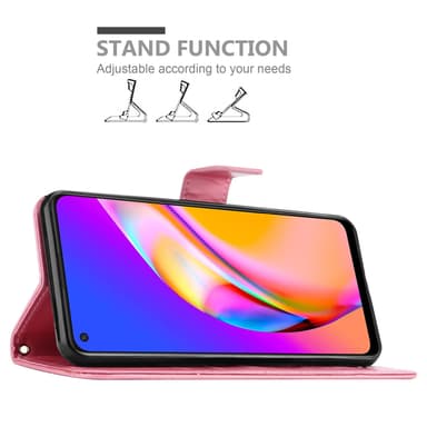 Oppo A94 5G Suojakuori Lompakkokotelo (Vaaleanpunainen)