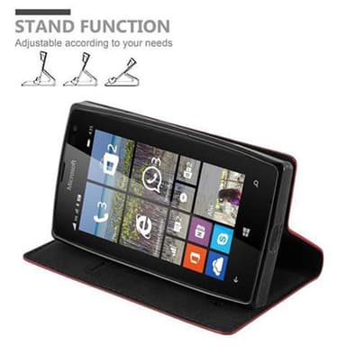 Nokia Lumia 435 Suojakuori Lompakkokotelo (Punainen)