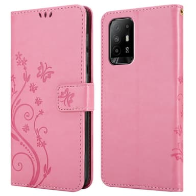 Oppo A94 5G Suojakuori Lompakkokotelo (Vaaleanpunainen)