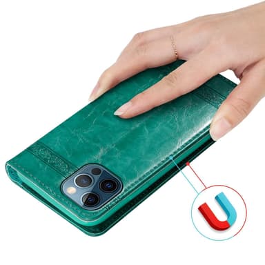 iPhone 12 PRO MAX Suojakuori Lompakkokotelo (Turkoosi)