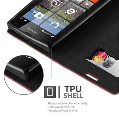 Nokia Lumia 435 Suojakuori Lompakkokotelo (Punainen)