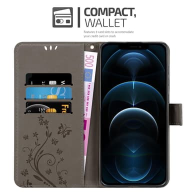 iPhone 13 PRO MAX Suojakuori Lompakkokotelo (harmaa)