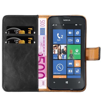 Nokia Lumia 520 / 521 Suojakuori Lompakkokotelo (Musta)