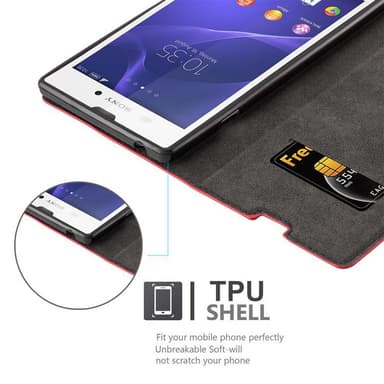 Sony Xperia T3 Suojakuori Lompakkokotelo (Punainen)
