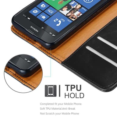 Nokia Lumia 520 / 521 Suojakuori Lompakkokotelo (Musta)
