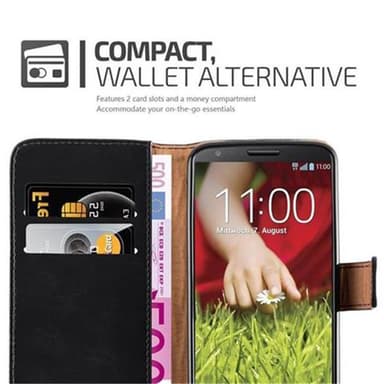 LG G2 Suojakuori Lompakkokotelo (Musta)
