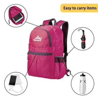 Taitettava reppu 36L Unisex (vaaleanpunainen)