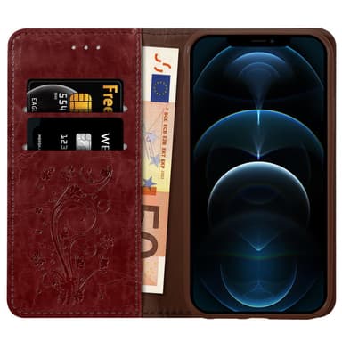iPhone 12 PRO MAX Suojakuori Lompakkokotelo (Punainen)