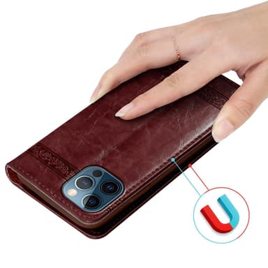 iPhone 12 PRO MAX Suojakuori Lompakkokotelo (Punainen)