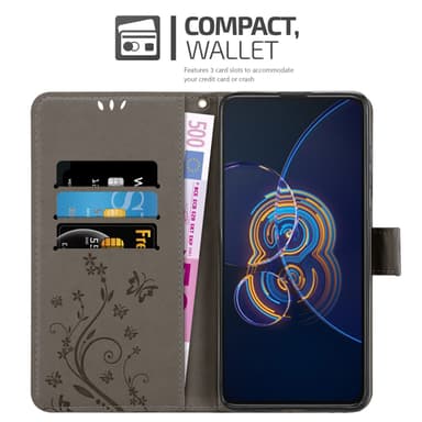 Asus ZenFone 8 FLIP Suojakuori Lompakkokotelo (harmaa)