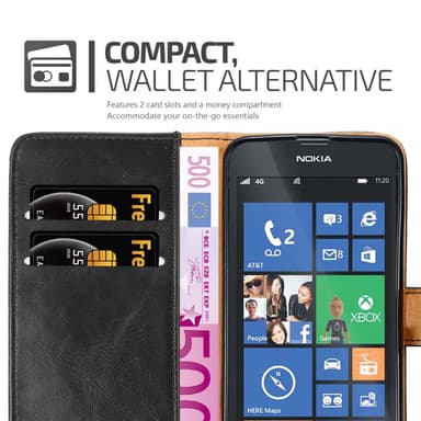 Nokia Lumia 520 / 521 Suojakuori Lompakkokotelo (Musta)
