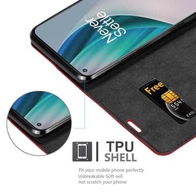 OnePlus Nord N100 Suojakuori Lompakkokotelo (Punainen)