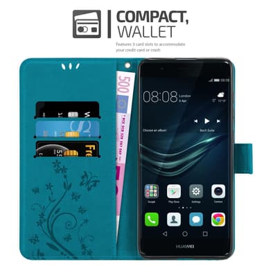 Huawei P9 Suojakuori Lompakkokotelo (Sininen)