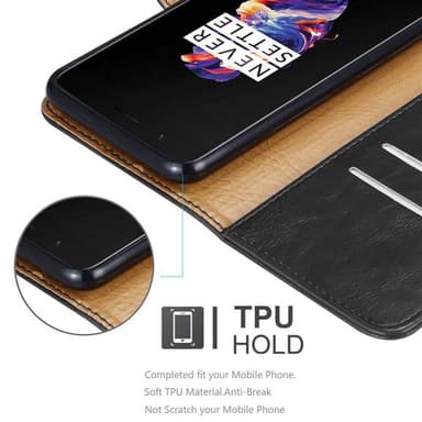 OnePlus 5 Suojakuori Lompakkokotelo (Musta)