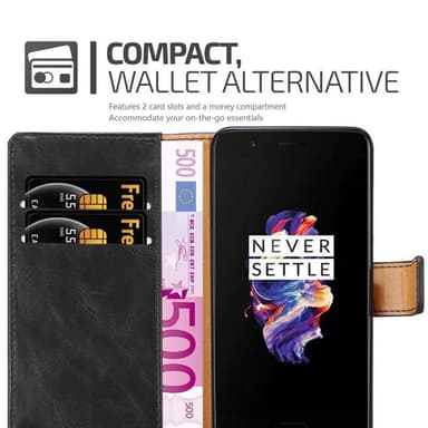 OnePlus 5 Suojakuori Lompakkokotelo (Musta)