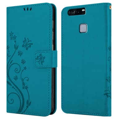 Huawei P9 Suojakuori Lompakkokotelo (Sininen)