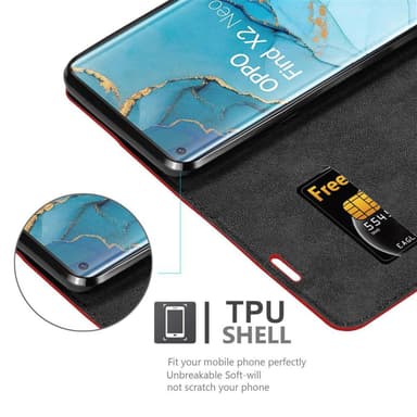Oppo FIND X2 PRO Suojakuori Lompakkokotelo (Punainen)