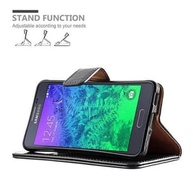 Samsung Galaxy ALPHA Suojakuori Lompakkokotelo (Musta)