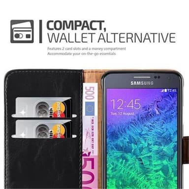 Samsung Galaxy ALPHA Suojakuori Lompakkokotelo (Musta)