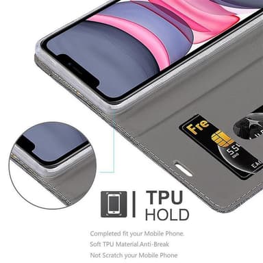 iPhone 11 Suojakuori Lompakkokotelo (harmaa)