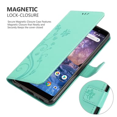 Nokia 7 PLUS Suojakuori Lompakkokotelo (Turkoosi)