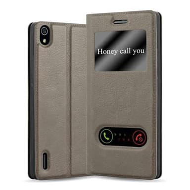 Lompakkokotelo Huawei ASCEND P7 Case (Ruskea)