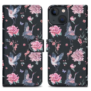 iPhone 13 MINI Suojakuori Lompakkokotelo (Musta)