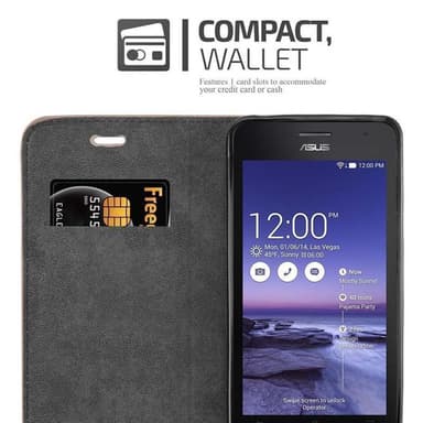 Asus ZenFone 5 2014 Suojakuori Lompakkokotelo (Ruskea)
