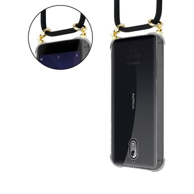 Nokia 3.1 Suojakuori Kotelo Ketju (Musta)