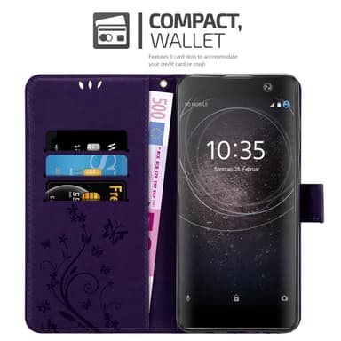 Sony Xperia XA2 Suojakuori Lompakkokotelo (Violetti)
