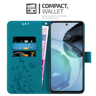 Motorola MOTO G72 Suojakuori Lompakkokotelo (Sininen)
