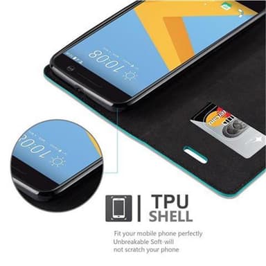 HTC ONE M10 Suojakuori Lompakkokotelo (Turkoosi)