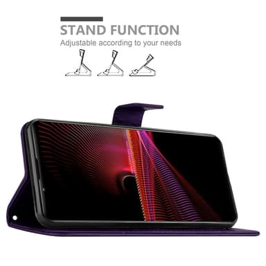Sony Xperia 1 III Suojakuori Lompakkokotelo (Violetti)