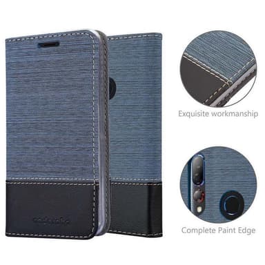 HTC Desire 19 PLUS Suojakuori Lompakkokotelo (Sininen)