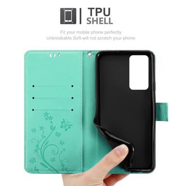 OnePlus 9RT 5G Suojakuori Lompakkokotelo (Turkoosi)
