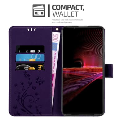 Sony Xperia 1 III Suojakuori Lompakkokotelo (Violetti)