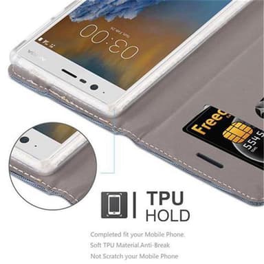 Nokia 3 2017 Suojakuori Lompakkokotelo (Sininen)