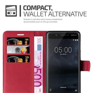 Nokia 5 2017 Suojakuori Lompakkokotelo (Punainen)