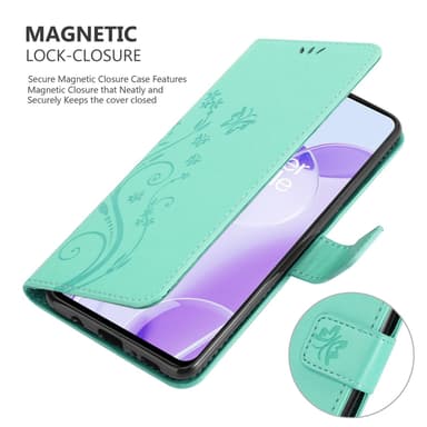 OnePlus 9RT 5G Suojakuori Lompakkokotelo (Turkoosi)