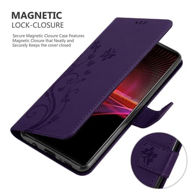 Sony Xperia 1 III Suojakuori Lompakkokotelo (Violetti)