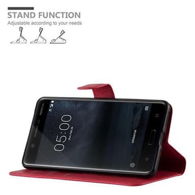 Nokia 5 2017 Suojakuori Lompakkokotelo (Punainen)