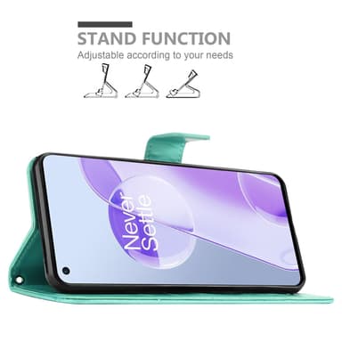 OnePlus 9RT 5G Suojakuori Lompakkokotelo (Turkoosi)